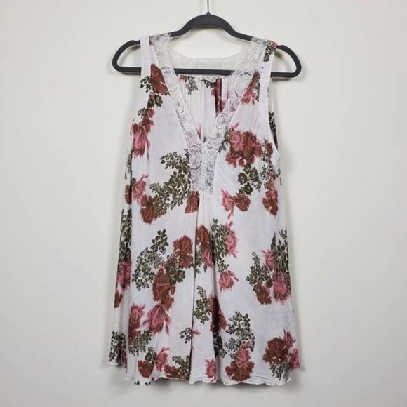 Intimately Free‎ People Floral Sleepshirt Womens Size S Lace Details - Picture 1 of 10
